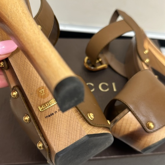 Brown Gucci acelo platform leather sandal - Picture 3 of 9